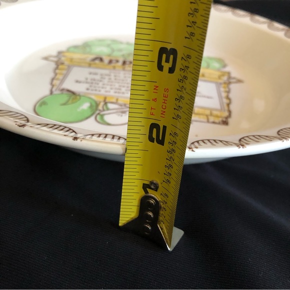 10” Vintage Ceramic Apple Pie Dish with Recipe - Picture 8 of 9